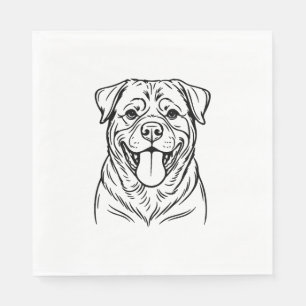 Rottweiler-hond lijnkunst � minimalistische kunstl servet