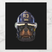rottweiler hond met brandweerhelmpremie wijn etiket (Enkel label)