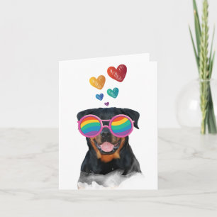 Rottweiler-hond met harten Valentijnsdag Kaart