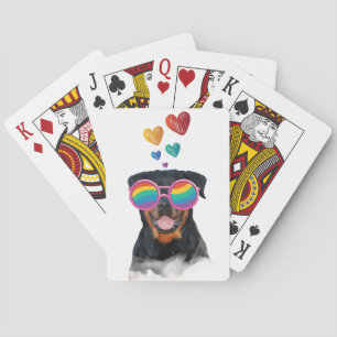 Rottweiler-hond met harten Valentijnsdag Pokerkaarten