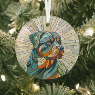 Rottweiler hond - mozaïekkunst glas ornament