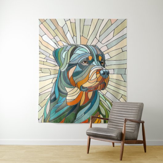 Rottweiler hond - mozaïekkunst wandkleed (In situ)