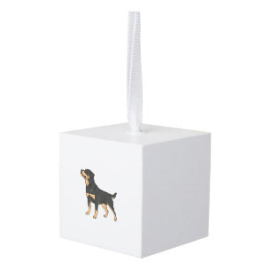 Rottweiler-hond, Rottweiler-hond staand Kubus Ornament
