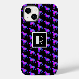 Rottweiler Hond Roze Blauw Silhouet Mono Zwart Case-Mate iPhone 14 Hoesje