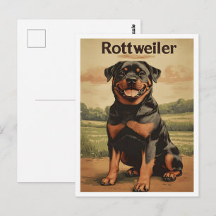 Rottweiler Hond Vintage Kunst Briefkaart