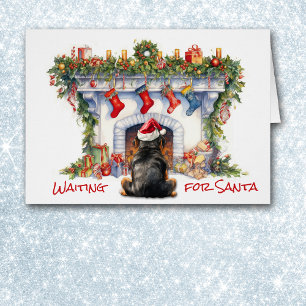 Rottweiler Hond Wacht op Kerstmis Open haard