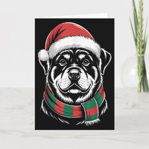 Rottweiler hond Xmas kerstmannenhoed sjaal kerst k Kaart