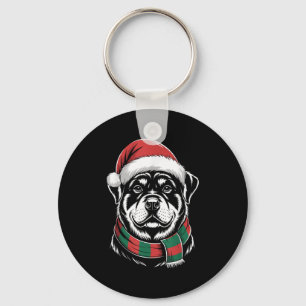 Rottweiler hond Xmas kerstmannenhoed sjaal kerst k Sleutelhanger