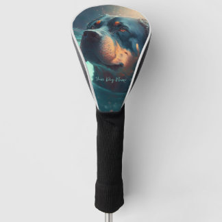 Rottweiler hond zwemmen in water 003 golfheadcover