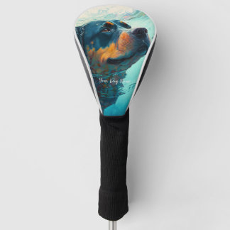 Rottweiler hond zwemmen in water 005 golfheadcover