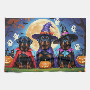 Rottweiler Honden Pompoen Halloween Grappig Theedoek