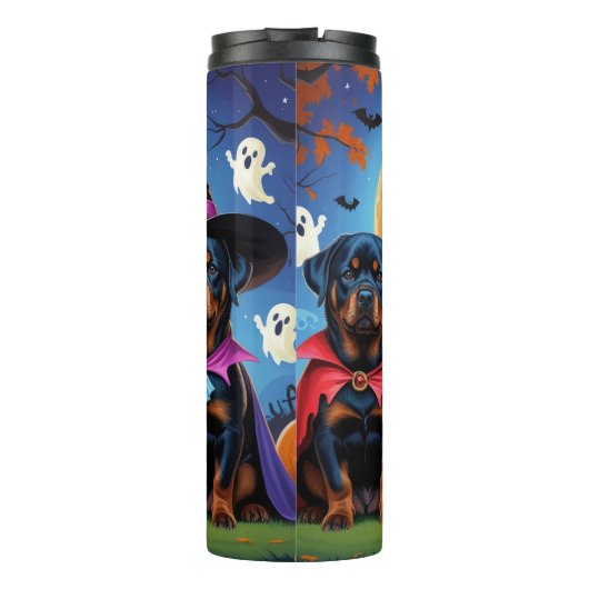 Rottweiler Honden Pompoen Halloween Grappig Thermosbeker (Achterkant)