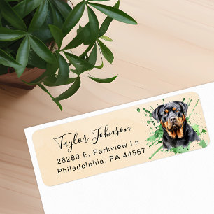 Rottweiler-honden retouradreslabel etiket
