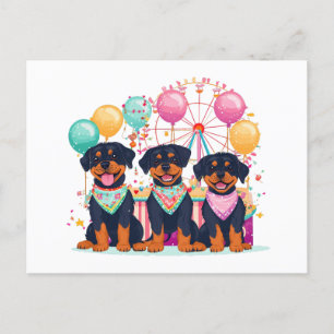 Rottweiler honden tijdens carnaval feestdagenkaart