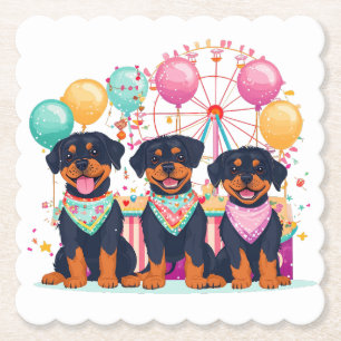 Rottweiler honden tijdens carnaval kartonnen onderzetters