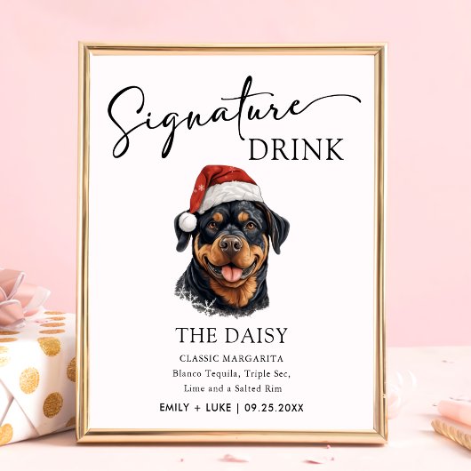 Rottweiler Hondenbruiloft Handtekening Drink Teken Poster