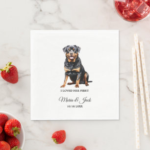 Rottweiler-hondenbruiloftservetten met foto servet