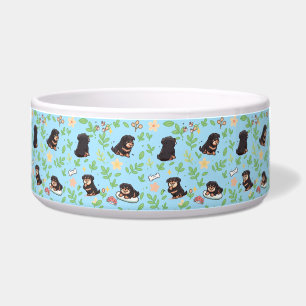Rottweiler Hondenkom Pastel Lente Bloemendessin Voerbakje