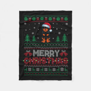 Rottweiler Hondenliefhebbers Santa Hat Kerstboom L Fleece Deken