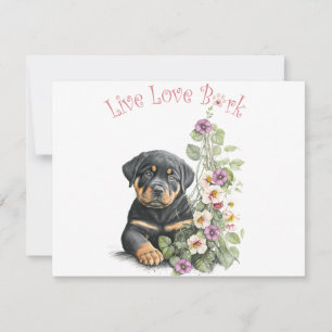 Rottweiler Hondenmoeder Bloem Notitiekaartje
