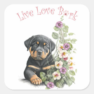 Rottweiler Hondenmoeder Bloemstuk Vierkante Sticker