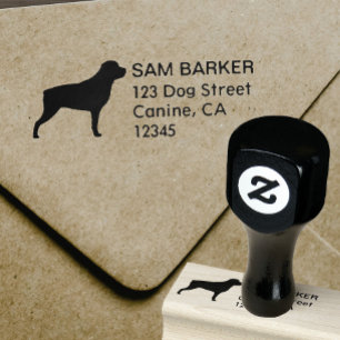 Rottweiler Hondenras Silhouet Retouradres Rubberstempel