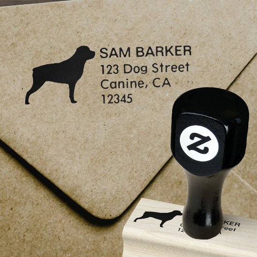 Rottweiler Hondenras Silhouet Retouradres Rubberstempel