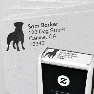 Rottweiler Hondenras Silhouette Return-adres Zelfinktende Stempel