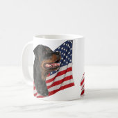 Rottweiler hoofd en Amerikaanse vlag Koffiemok (Voorkant links)