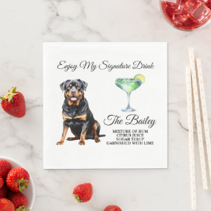 Rottweiler Huwelijk Signature Drank Hond Foto Servet