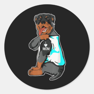 Rottweiler I Love Mom Tattoo Rottie Mama Dog Appar Ronde Sticker