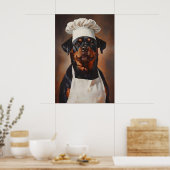 Rottweiler In Chefs Hat Poster, Funny Pet Poster (Cuisine)