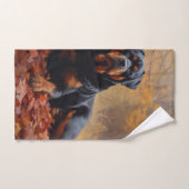 Rottweiler in Herfstbladeren Herfst Inspire Bad Handdoek (Handdoek)