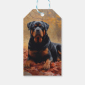 Rottweiler in Herfstbladeren Herfst Inspire Cadeaulabel (Achterkant)