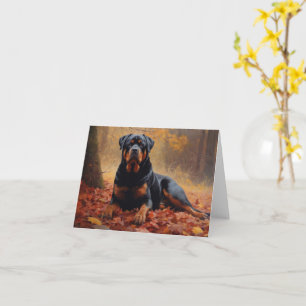 Rottweiler in Herfstbladeren Herfst Inspire Kaart
