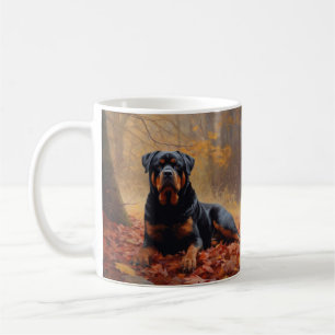 Rottweiler in Herfstbladeren Herfst Inspire Koffiemok