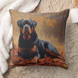 Rottweiler in Herfstbladeren Herfst Inspire Kussen