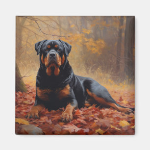 Rottweiler in Herfstbladeren Herfst Inspire Magneet