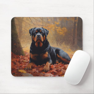 Rottweiler in Herfstbladeren Herfst Inspire Muismat