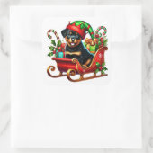 Rottweiler in kerstcadeauslee vierkante sticker (Tas)