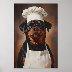 Rottweiler In Kooksmuts Poster, Grappige Huisdier  Poster
