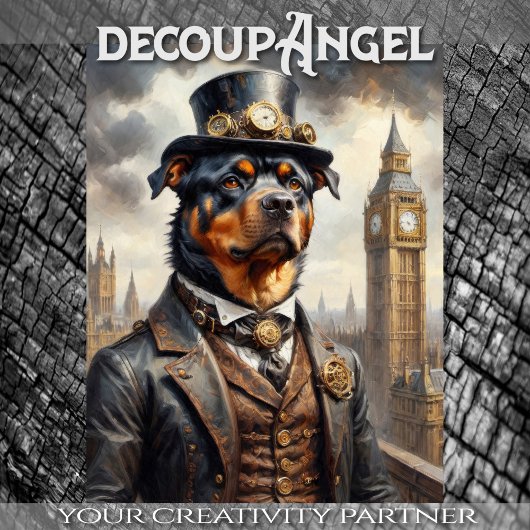 Rottweiler in Londen - Decoupage - Tissuepapier