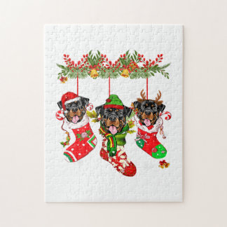 Rottweiler in Socks-kerstkerstkerstkerstkerstkerst Legpuzzel
