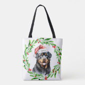 Rottweiler Kerst Gepersonaliseerde Monogram Naam Draagtas (Achterkant)