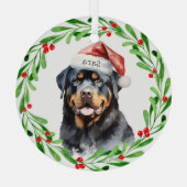 Rottweiler Kerst Gepersonaliseerde Monogram Naam Glas Ornament (Achterkant)