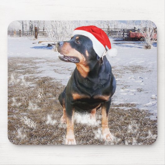 Rottweiler Kerst Pet Mousepad Muismat (Voorkant)