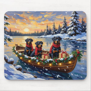 Rottweiler Kerstboot Vakantie Muismat