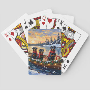 Rottweiler Kerstboot Vakantie Pokerkaarten