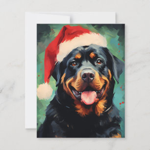 Rottweiler Kerstborstel schilderen kunstwerk Feestdagenkaart