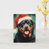 Rottweiler Kerstborstel schilderen kunstwerk Kaart (Gele Bloem)